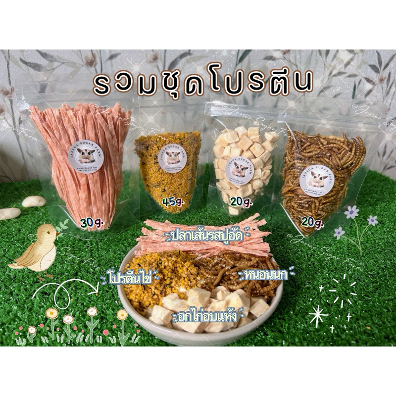 รวมชุดเพิ่มโปรตีนสำหรับ ชูก้า เม่นแคระ แฮมเตอร์ กระรอก และสัตว์ฟันแทะต่างๆ