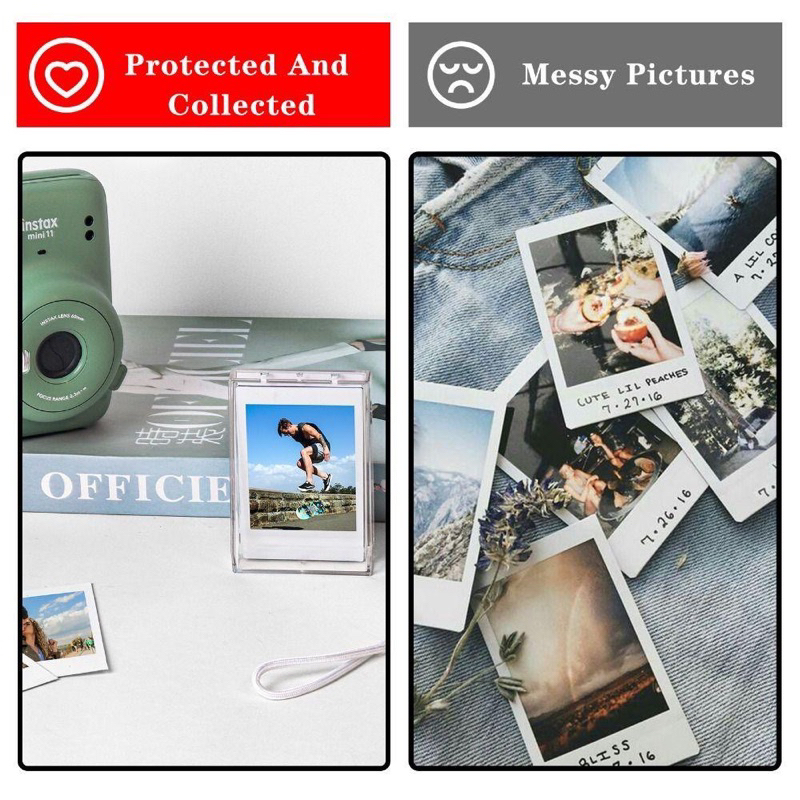 พร้อมส่งจากไทย🇹🇭 กล่องเก็บการ์ดรูปภาพ+สายคล้องมือ เก็บได้10ภาพ  แบบพกพา สําหรับ Fujifilm Instax Mini 12 11 9 8 7