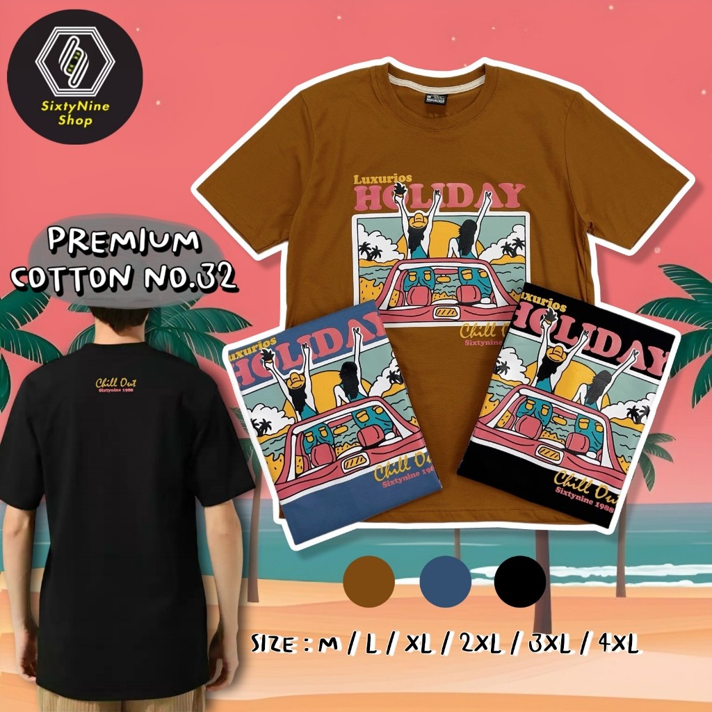 พร้อมส่ง เสื้อยืดพิมพ์ลาย " Holiday "