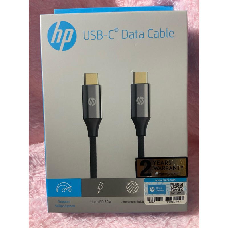 สายชร์าจ HP USB -C DATA CABLE DHC-TC109 support 5Gbps/speed upto PD 60w ยาว 1 M , 2M และ 3M ของแท้