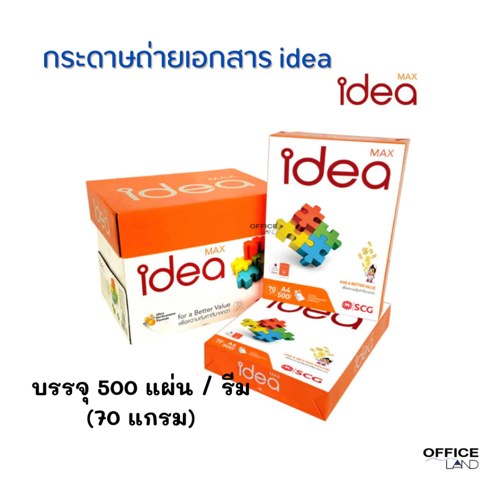 IDEA MAX กระดาษถ่ายเอกสาร ขนาด A4 (70 แกรม) 1 รีม บรรจุ 500 แผ่น