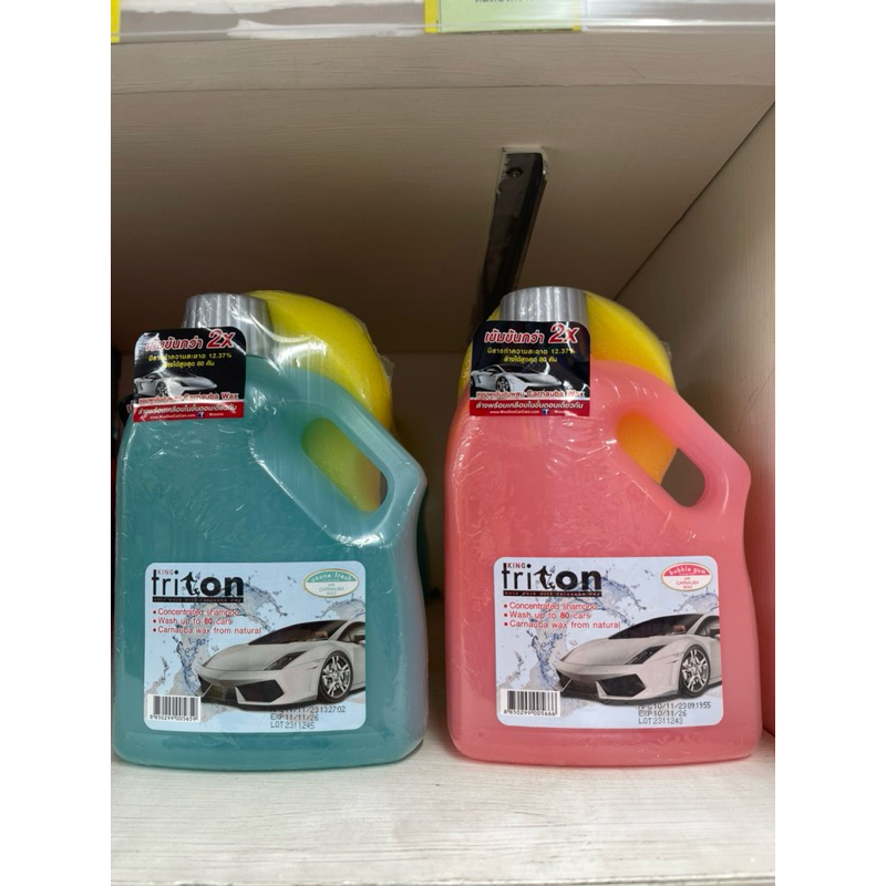 (แถมฟองน้ำ) น้ำยาล้างรถ King Triton Concentrated Car Shampoo คิงส์ไตรตั้น ล้างรถ ผสมคาร์นูแว็กซ์ 100