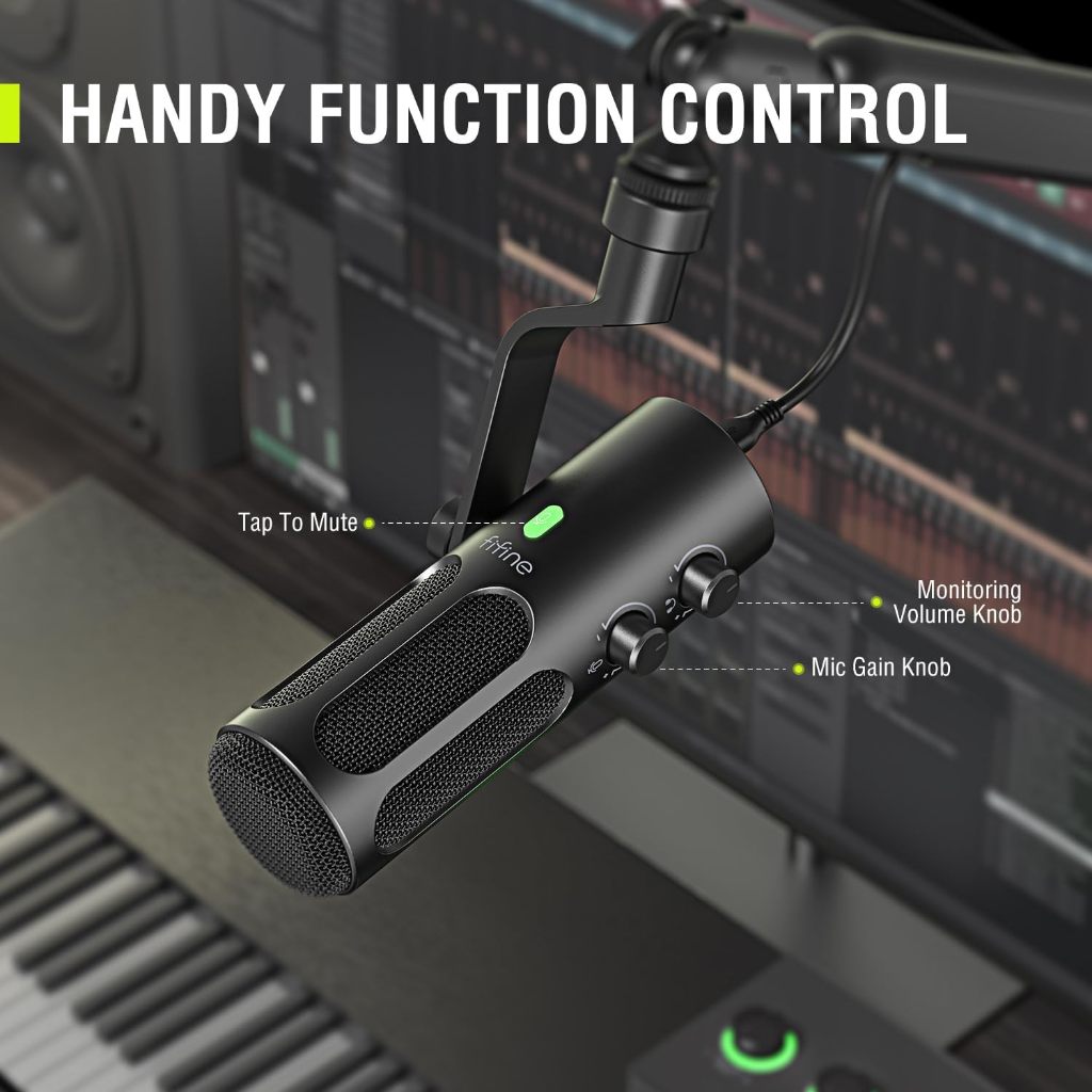 ไมโครโฟนไดนามิก FIFINE TANK3 USB/XLR DYNAMIC MIC WITH I/O CONTROL & QUICK-MUTE IN TYPE-C (รับประกัน 1 ปี)
