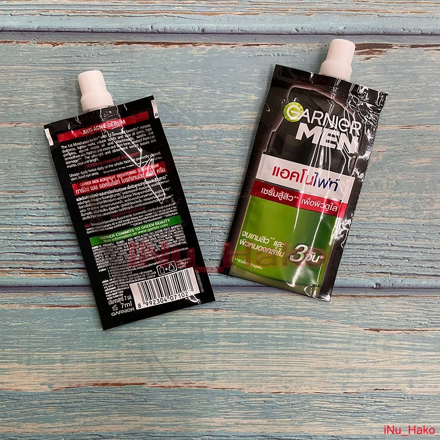 Garnier Men Acno Fight Anti Acne Serum, Anti Acne Scrubb, Super Serum Gel แบบซองและแบบหลอด