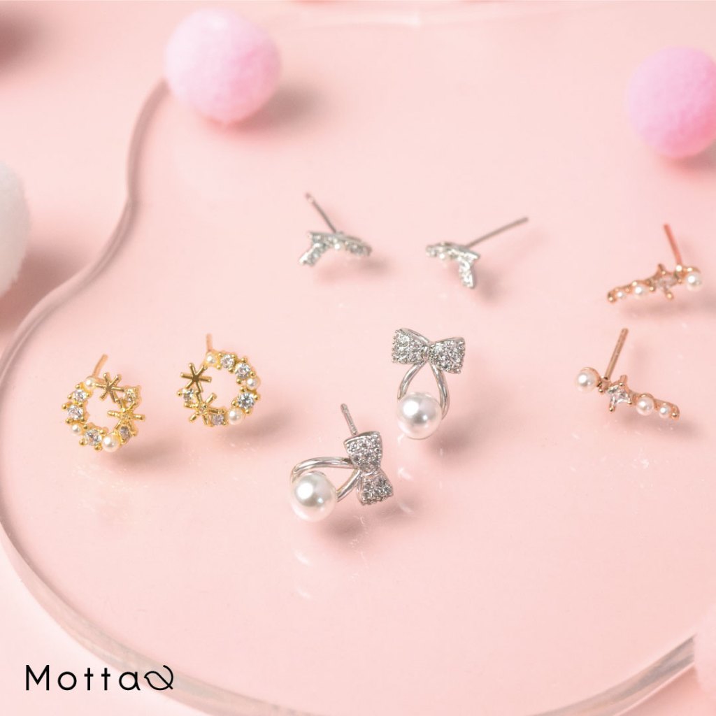 MOTTA ต่างหูติดหู ใส่แล้วหวาน ไม่แพ้ ไม่คัน รับประกัน ยินดีคืนเงิน
