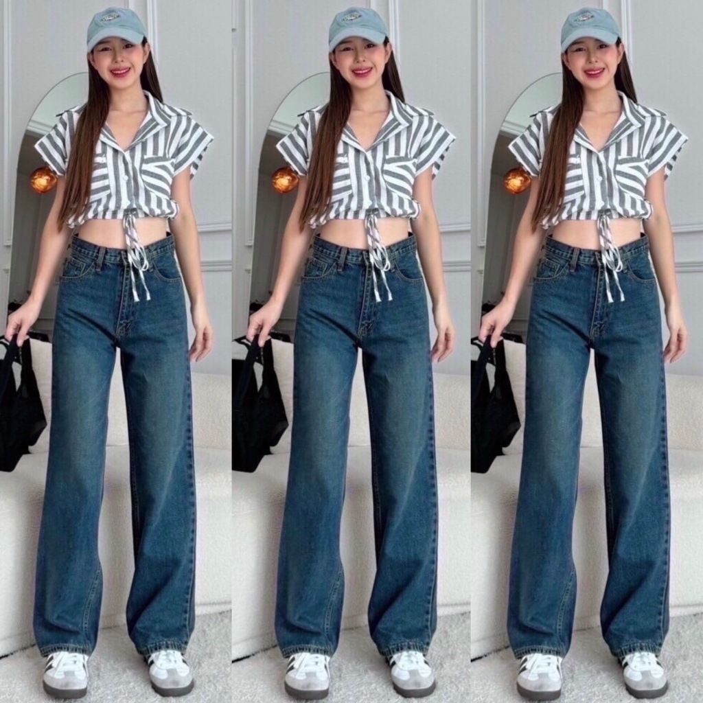 2NaraJeans กางเกงยีนส์ ผญ เท่ๆกระบอกขายาว 41 นิ้ว ผ้าไม่ยืด ทรงสวย สีสนิมเข้ม