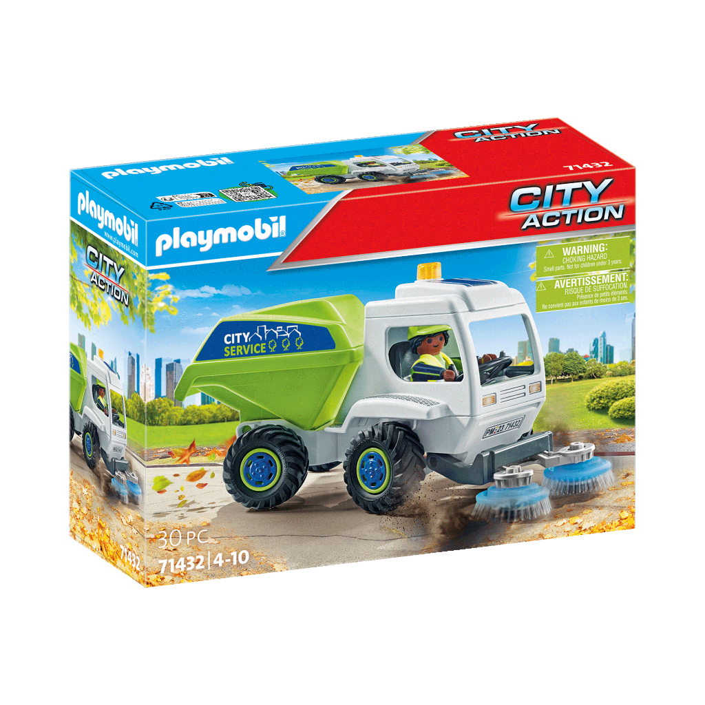 Playmobil 71432 City Cleaning Street Sweeper แอคชั่นฟิกเกอร์ City Cleaning รถกวาดถนน