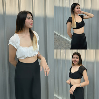 🌈SpinnyHouse🌈เสื้อครอปแขนตุ๊กตา ทรงสาวเวียดสุด 🎀 ผ้ายืดเยอะ …