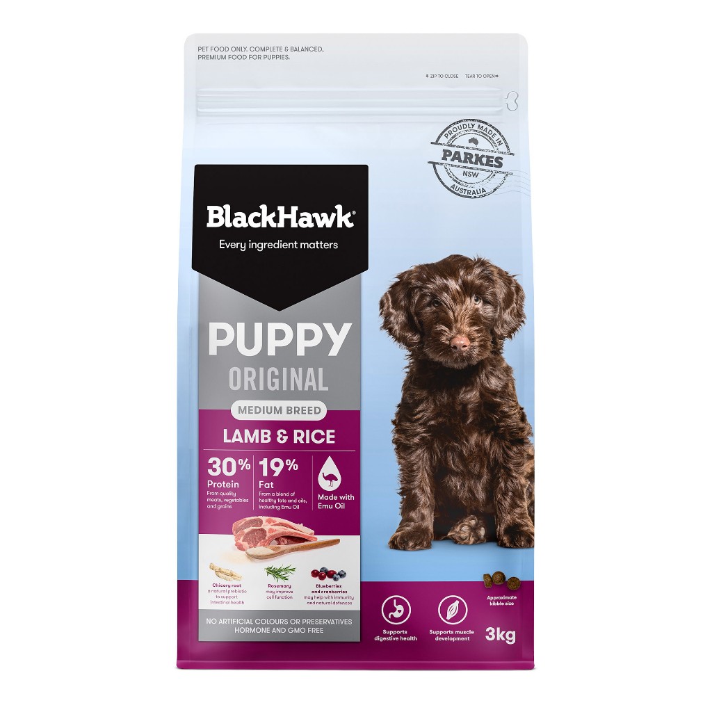Black Hawk (Dog) - Original Puppy Medium Lamb & Rice อาหารลูกสุนัข เนื้อแกะ