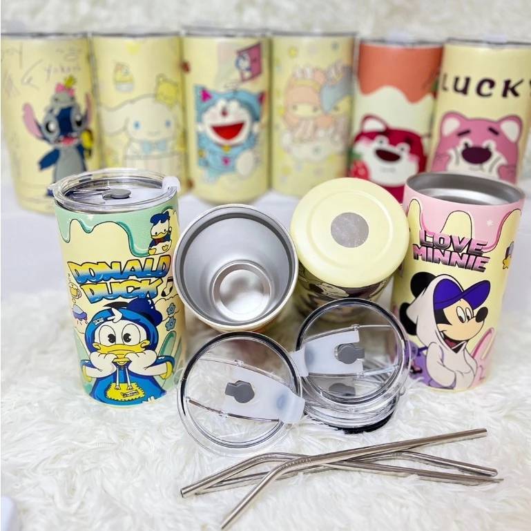 แก้วน้ำสแตนเลส 304 แก้วสำหรับเก็บอุณภูมิ เก็บความเย็นได้นาน แก้วลายการ์ตูน น่ารักมาก ๆ ความจุ 600ML ขนาดพกพาง่ายสะดวก