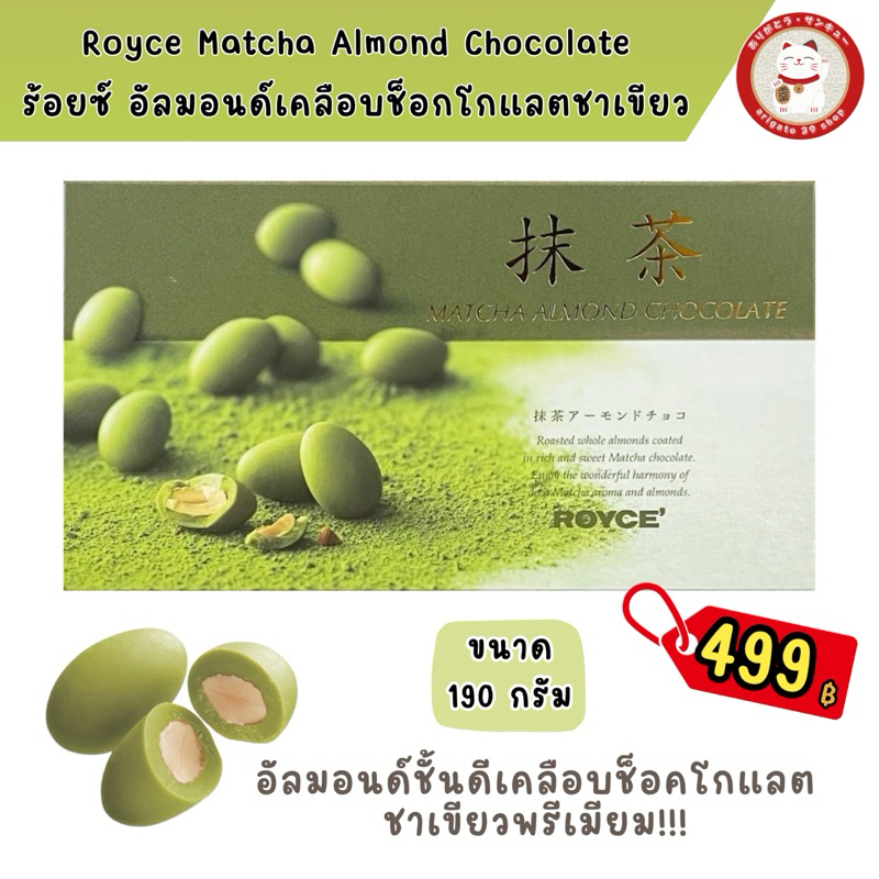 Royce matcha almond chocolate อัลมอนด์ชั้นดีเคลือบด้วยช็อคโกแลตชาเขียวพรีเมียม