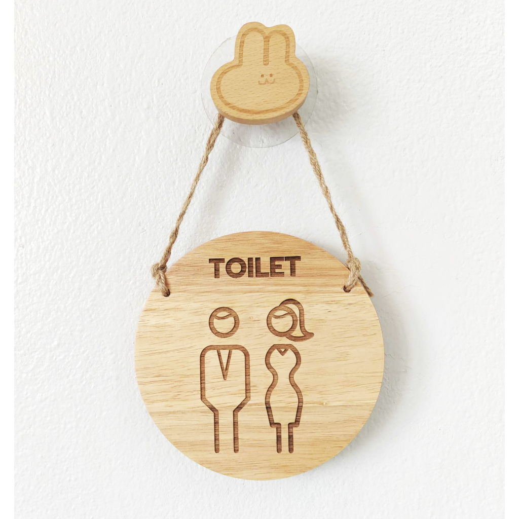 Dotsheep ป้ายห้องน้ำชายหญิงไม้ ป้ายหน้าห้องน้ำ toilet sign ป้ายtoilet สัญลักษณ์ห้องน้ำสุขา public wc