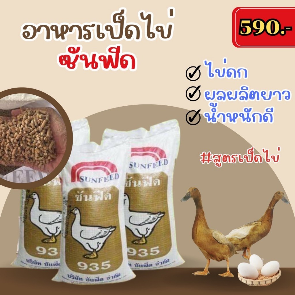 อาหารเป็ดไข่ซันฟีด🪿/30กิโล‼️ #ซันฟีด935 แอล