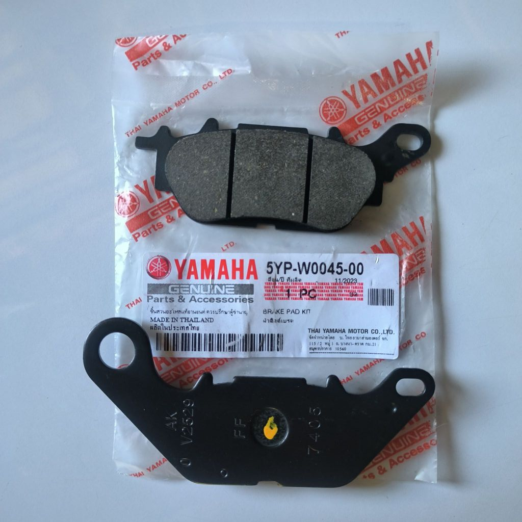 ผ้าเบรคหน้า Yamaha Spark135, Fino, Mio125, Nouvo135 ,R15, MSLAZ, TTX, X1R, EXCITER แท้ 100% [ 5YP-W0