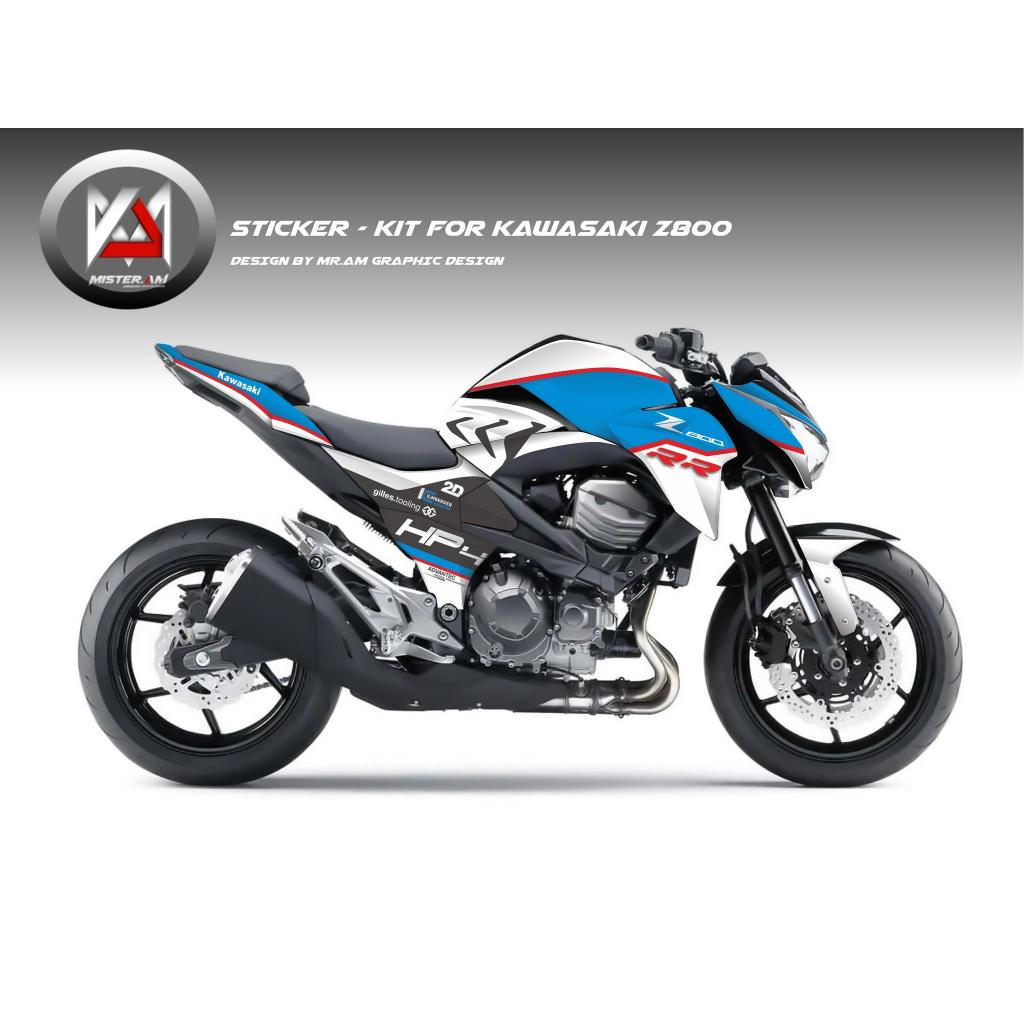 (Mr.AM) ชุดสติ๊กเกอร์ [เกรด Premium] Kawasaki Z800 (HP4 TRICOLOR RACE)