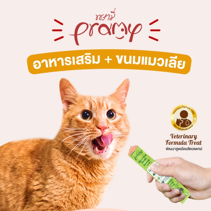 (TuiTui) Pramy อาหารเสริม รูปแบบแมวเลีย บำรุงสุขภาพ ขนาด 14g