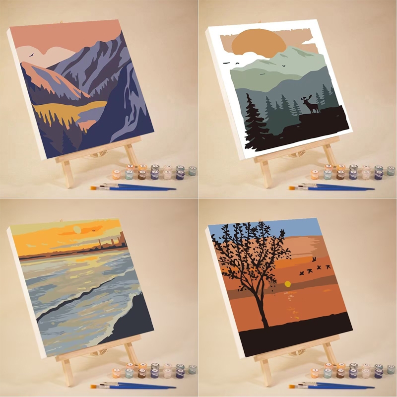 40X50ซม ภาพวาดสีน้ำมันดิจิตอลพร้อมกรอบ DIY ตัวการ์ตูน ระบายสีตามตัวเลข ภาพวาดตกแต่งผนัง ฝึกสมาธิ ของขวัญ
