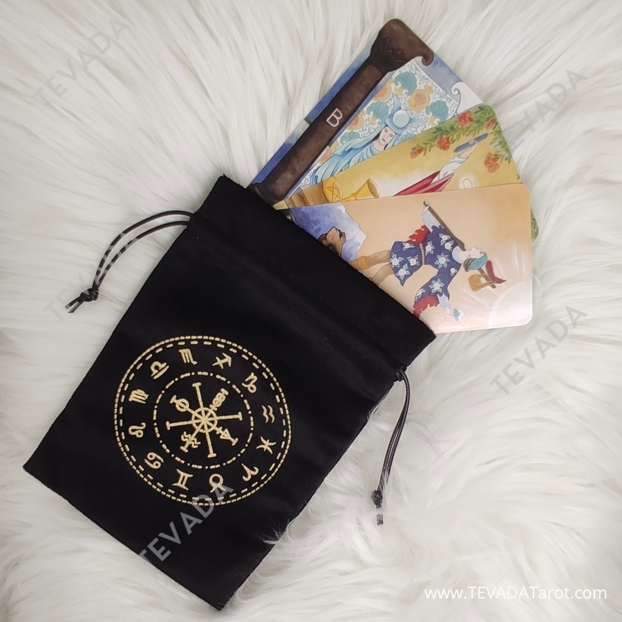 The Zodiac Tarot Bag BLACK ที่ใส่ไพ่ทาโรต์ เก็บไพ่ยิปซี ผ้ากำมะหยี่ ลวดลายสวย