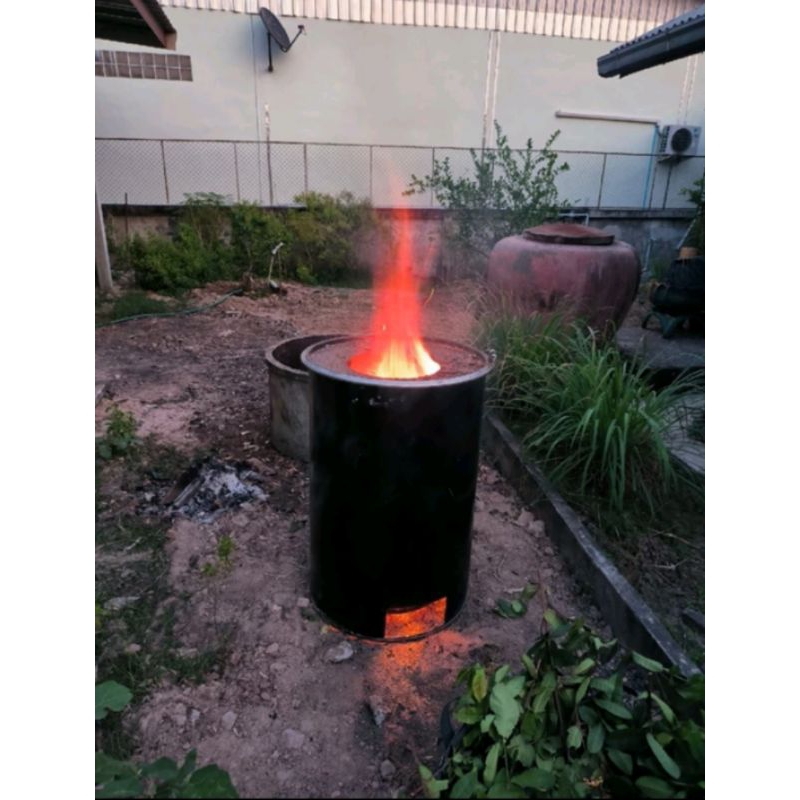เตาเผาขยะไร้ควัน200ลิตร ถัง2ชั้น