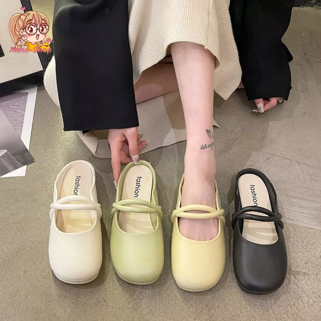 Anna shop รองเท้าสวมเปิดส้น รองเท้าแฟชั่นน่ารัก ยางนิ่ม ดีไซน์สไตล์เกาหลี ขายดี พร้อมส่ง T256