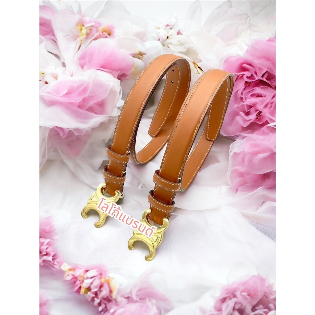 เข็มขัดหนังวัว แบรนด์ (เซลีน belt) Hiend โลโก้วินเทจ เข็มขัดสำหรับผู้หญิง แมทซ์ได้หลายแนว ชุดนักเรียน เดรท ชุดเที่ยว