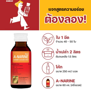 !!ขายดี ต้องลอง!! A - narine เอนารีน น้ำหวานเข้มข้นรสราสเบอร์รี่ 60 ml ไซรัป น้ำหวานเข้มข้น - 1 ขวด