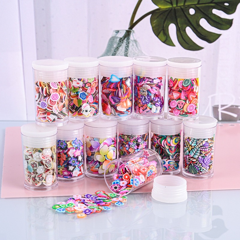 C004 ( 1 ชุด 12 ขวด) ฟีโม่ตกแต่ง เกล็ดน้ำตาล อุปกรณ์ตกแต่ง เคสโทรศัพท์ กิ๊บ อุปกรณ์ DIY งานฝีมือ ต่างๆ พร้อมส่งจากไทย