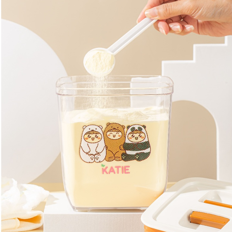 พร้อมส่ง! AA300 KATIE 🌈 กระปุกใส่นมผง กล่องเก็บนมผงสูญญากาศ กระปุกใส่ขนม โหลสูญญากาศ แถมฟรีช้อนตวง