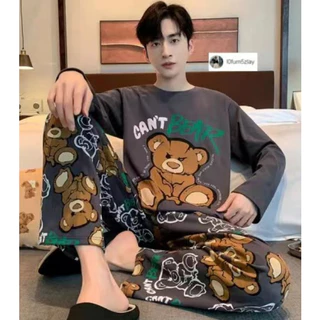 🧸👖M-4XLชุดนอนเวอร์ชั่นเกาหลีl0fum5zlay，ชุดนอนผู้ชาย， ผ้าฝ้ายคุณภาพดี， มีลายการ์ตูนให้เลือก 15 ลาย， ขายาว+เสื้อ