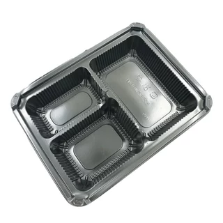 KU Pack กล่องพลาสติกใส่อาหาร 3 ช่อง สีดำ รุ่น G123 ขนาด 800 ml. (300 ชิ้น/ลัง)