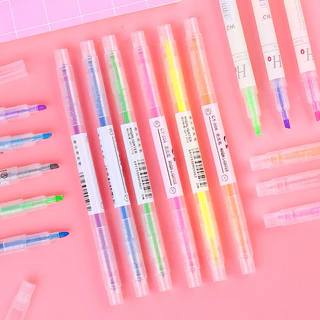 🔥พร้อมส่งในไทย🔥ปากกาไฮไลท์ 6 สี มี 2 หัว ปากกาเน้นข้อความ (Highlighter)