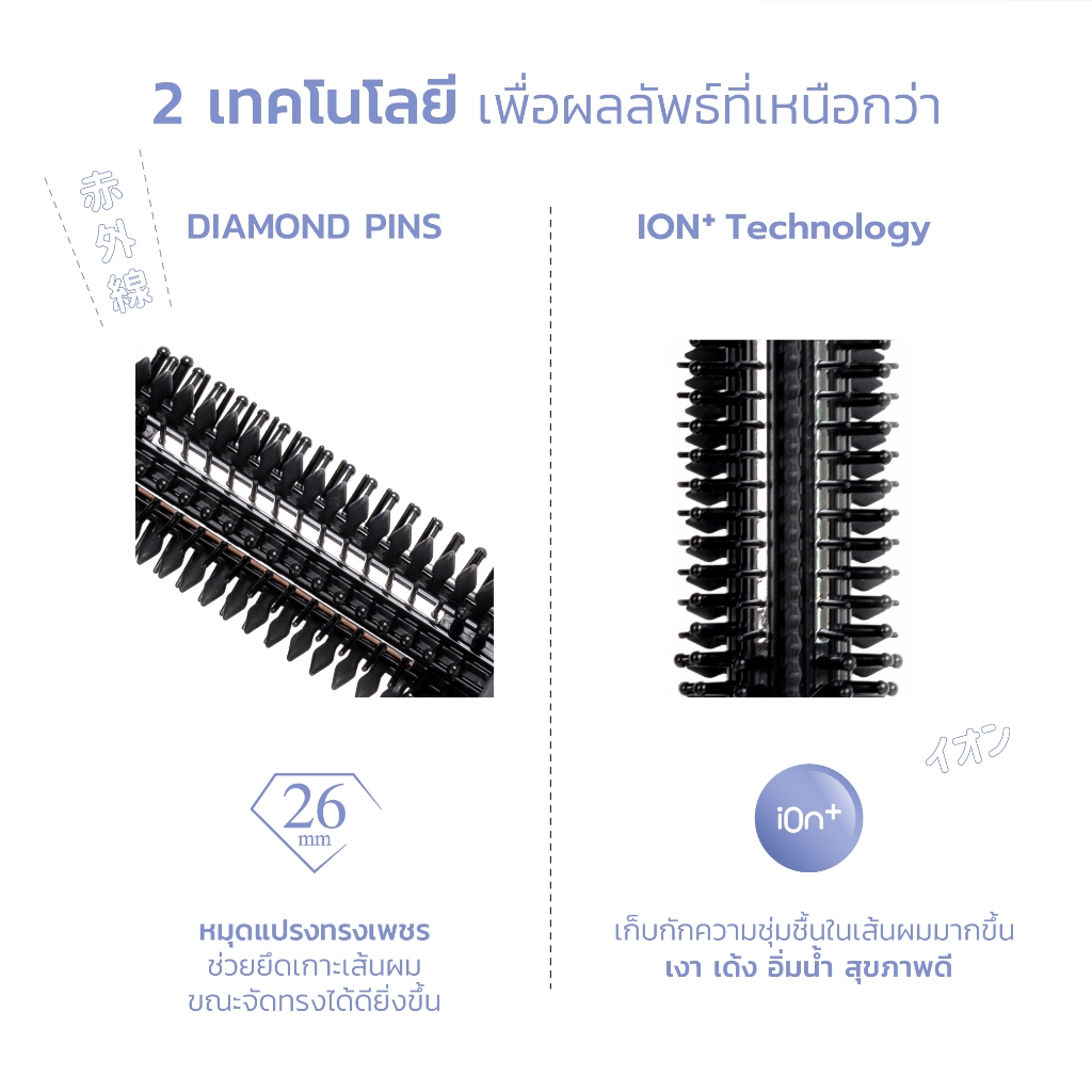 CREATE ION แปรงม้วนผมไฟฟ้า Roll Brush Diaura 26mm Black รูปที่ 2