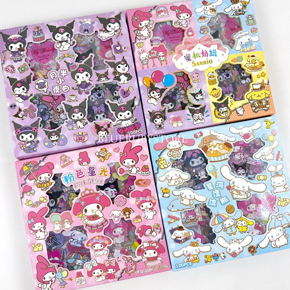 สติกเกอร์ไดคัท (100 แผ่น) กันน้ำ สติ๊กเกอร์PET น่ารัก ตกแต่ง สไตล์เกาหลี | Bluerubystore