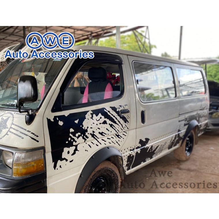กันสาดรถตู้  TOYOTA Commuter  Hiace  หัวจรวด 1992-2004 Logo Hiace ดำเข้ม