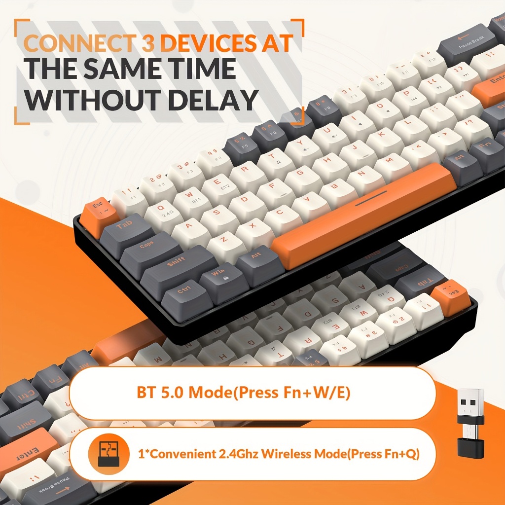 ziyoulang K68 คีย์บอร์ดไร้สาย mechanical keyboard 68 คีย์ คีย์บอร์ดบลูทูธ สําหรับ IOS PC