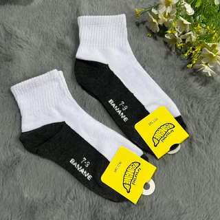Banane ถุงเท้าเด็กนักเรียนสีขาวเทา(แพ็ค6คู่) (1 แพ็คมี12คู่) ✅ Size 4-6/5-7/7-9/9-12 🎀 เนื้อผ้าดี นิ่ม ยืดใส่สบายจ้า