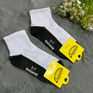 Banane ถุงเท้าเด็กนักเรียนสีขาวเทา(แพ็ค6คู่) (1 แพ็คมี12คู่) ✅ Size 4-6/5-7/7-9/9-12 🎀 เนื้อผ้าดี นิ่ม ยืดใส่สบายจ้า