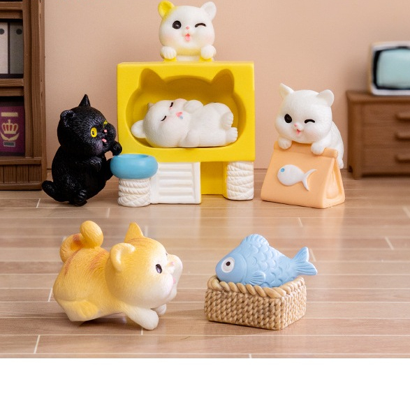 น้องแมวน่ารักแสนซน (ราคา/1ชิ้น)  ตุ๊กตาแต่งสวน จัดสวนถาด ไม้ดัดโมเดล ตกแต่งบ้าน ของสะสม พร็อพถ่ายรูป