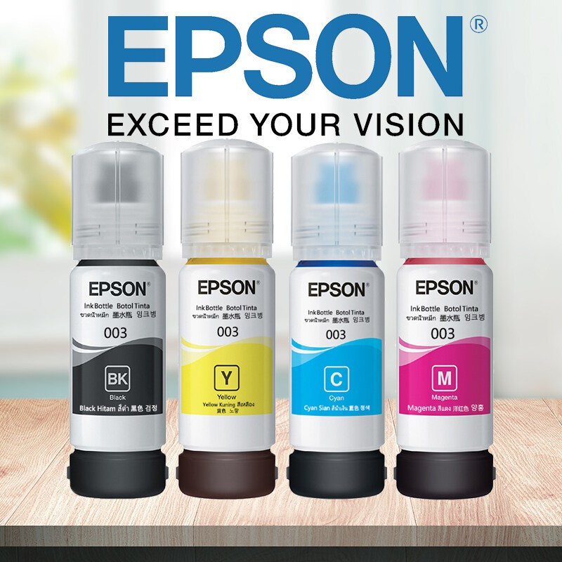 วหมึกเติมของแท้ เอปสัน EPSON 003 ของแท้ 100%เหมาะสำหรับ L1110/ L1210 L3110/L3210/L3216/L3150/L3250/L5190L5196 /L5290 /