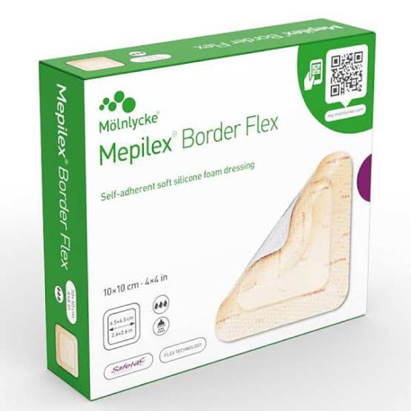 Mepilex Border Flex (ราคาต่อ1แผ่น)แผ่นปิดแผลโฟม5ชั้นมีขอบกาวซิลิโคน กันน้ำ