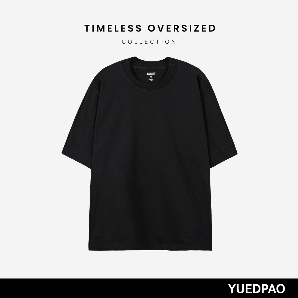 Yuedpao Oversized Timeless ผ้าหนา ยับยาก รีดง่าย เสื้อยืดโอเวอร์ไซส์ ดีไซน์คลาสสิค เสื้อยืดเปล่า สี Black