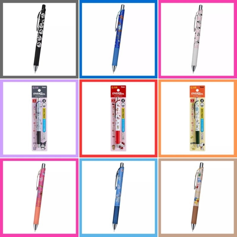 แท้ 100% ปากกา Pentel Energel Sanrio pen Pentel Energel Disney pen ปากกาเจล ปากกาแห้งเร็ว หมึกดำ เครื่องเขียน Sanrio