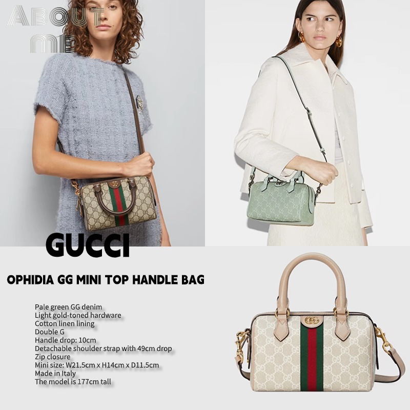 กุชชี่ 🎀Gucci OPHIDIA GG MINI TOP HANDLE BAG กระเป๋าทรงหมอนสำหรับผู้หญิง