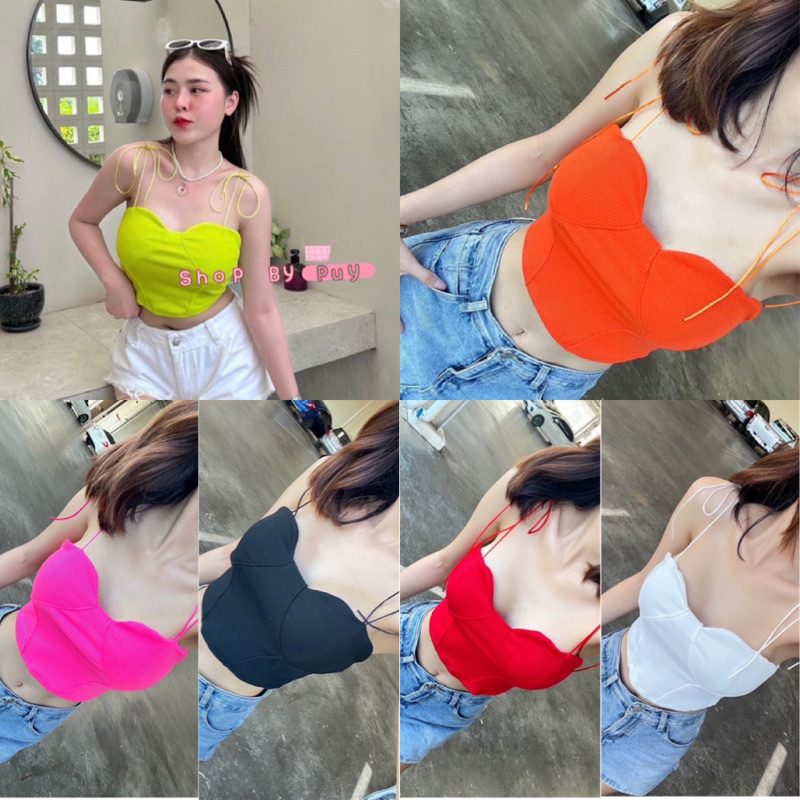 เสื้อสายเดี่ยวผูกไหล่แซ่บๆ เขียวเข้า