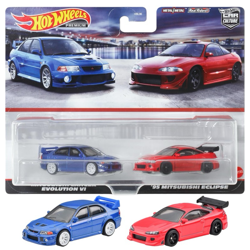 Hotwheels Premium | Packs 2 MITSUBISHI LANCER EVOLUTION VI & '95 MITSUBISHI ECLIPSE สเกล 1:64