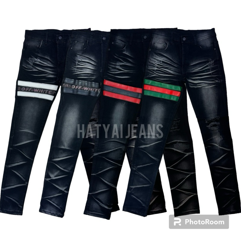 BigbangJeans กางเกงยีนส์ผู้ชาย ขาเดฟ แถบหนัง (Size.28-38)​