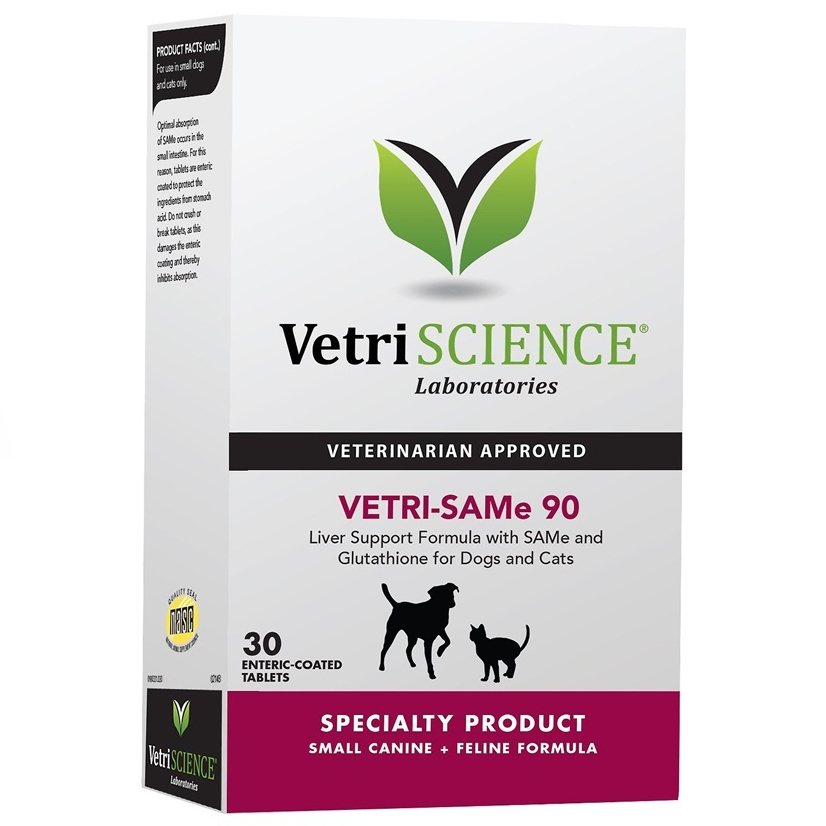 Vetri SAMe 90 บำรุงตับสุนัข บำรุงตับแมว ลดค่าตับ เสริมการทำงานของตับ 30 เม็ด EXP. 12/2025