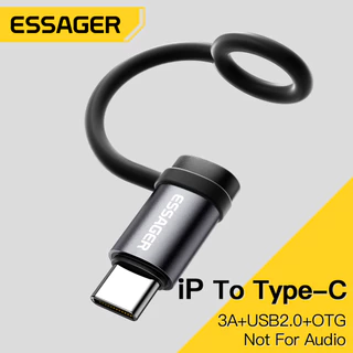 Essager ตัวแปลง OTG L เป็น Type-C พร้อม USB2.0 3A แหวน480Mbps Type C ไปยังตัวแปลง L สำหรับ 15 14 13 Pro Max Pad