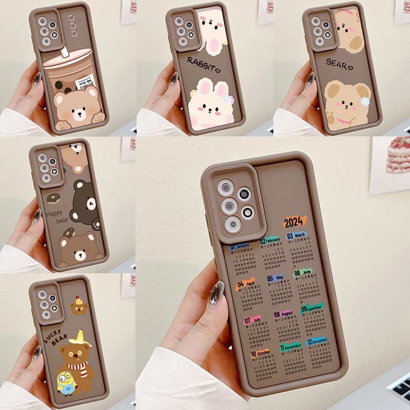 การ์ตูนลายน่ารักหมีแองเจิลอายส์สำหรับ Samsung a54 5g A12 M12 A51 เคสSamsung A53 A23 A13 A03s A02s A50S A03 A14 A30 A04S