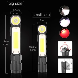 2 in 1 ไฟฉายมัลติฟังก์ชั่น COB+XPG ไฟฉายและไฟคาดศีรษะ ท้ายแม่เหล็กหมุนได้ 360 องศา แบตเตอรี่ในตัว ชาร์จ USB
